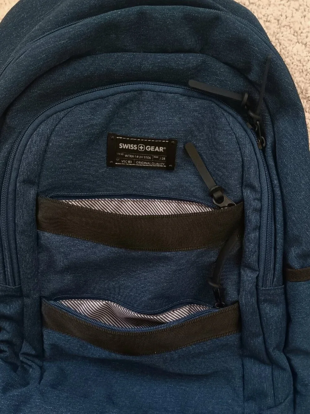 SwissGear Laptop Backpack Heathered Blue Denim Travel School Bag Tech Pack